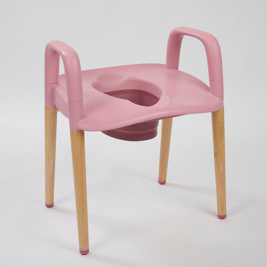 Spryly Poise raised toilet seat in Blossom with armrests and wooden legs