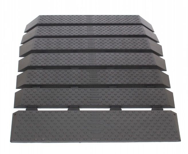 Set of six blackPride Mobility Rubber Threshold Ramp with textured surface on a white background