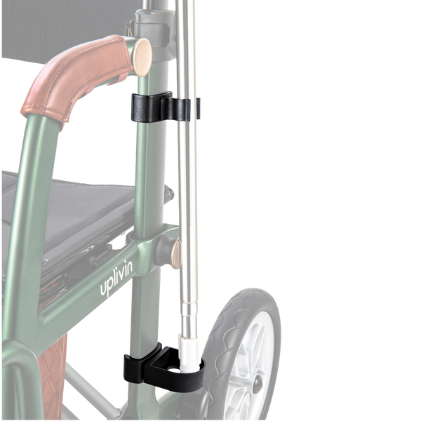 Uplivin Gavo cane holder fitted to the walker frame