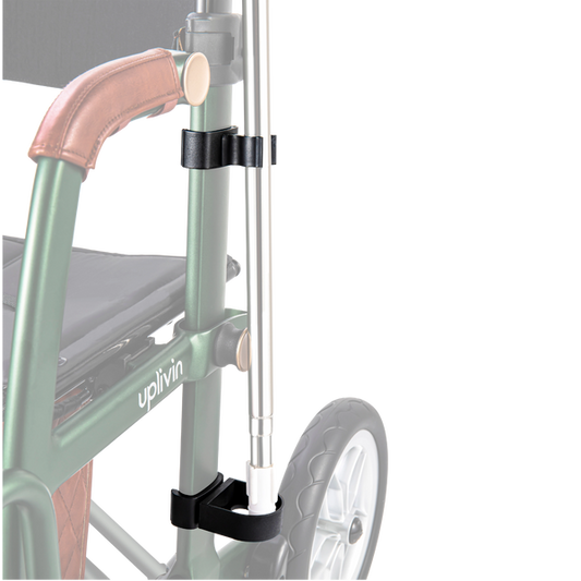 Uplivin Gavo cane holder fitted to the walker frame