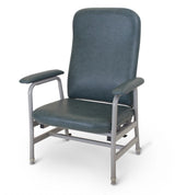 A high-back armchair with dark teal-green upholstered Viking Hilite Maxi rehab Chair, supported by a silver metal frame, shown on a white background.